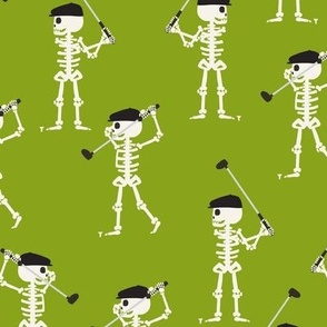 Skeleton Golfers - dark lime green - LAD24