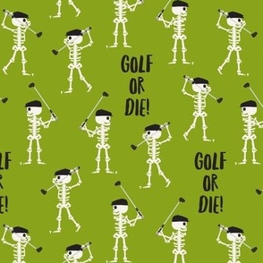 Golf or Die! Skeleton Golfers - dark lime green - LAD24