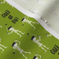 (small scale) Golf or Die! Skeleton Golfers - dark lime green - LAD24