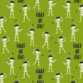 (small scale) Golf or Die! Skeleton Golfers - dark lime green - LAD24