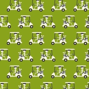 (small scale) Skeleton Golfers Golf Carts - dark lime green - LAD24