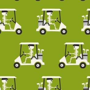 Skeleton Golfers Golf Carts - dark lime green - LAD24