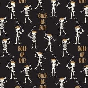 (small scale) Golf or Die! Skeleton Golfers -  black - LAD24