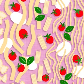 (L) PASTA LA VISTA  Favourite Food illustration on Retro Pink  #Italianfood #pastalove #authenticfood #pink