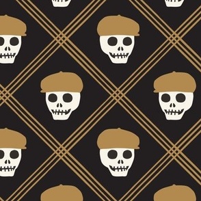 Skeleton golfer - plaid - gold/black - LAD24