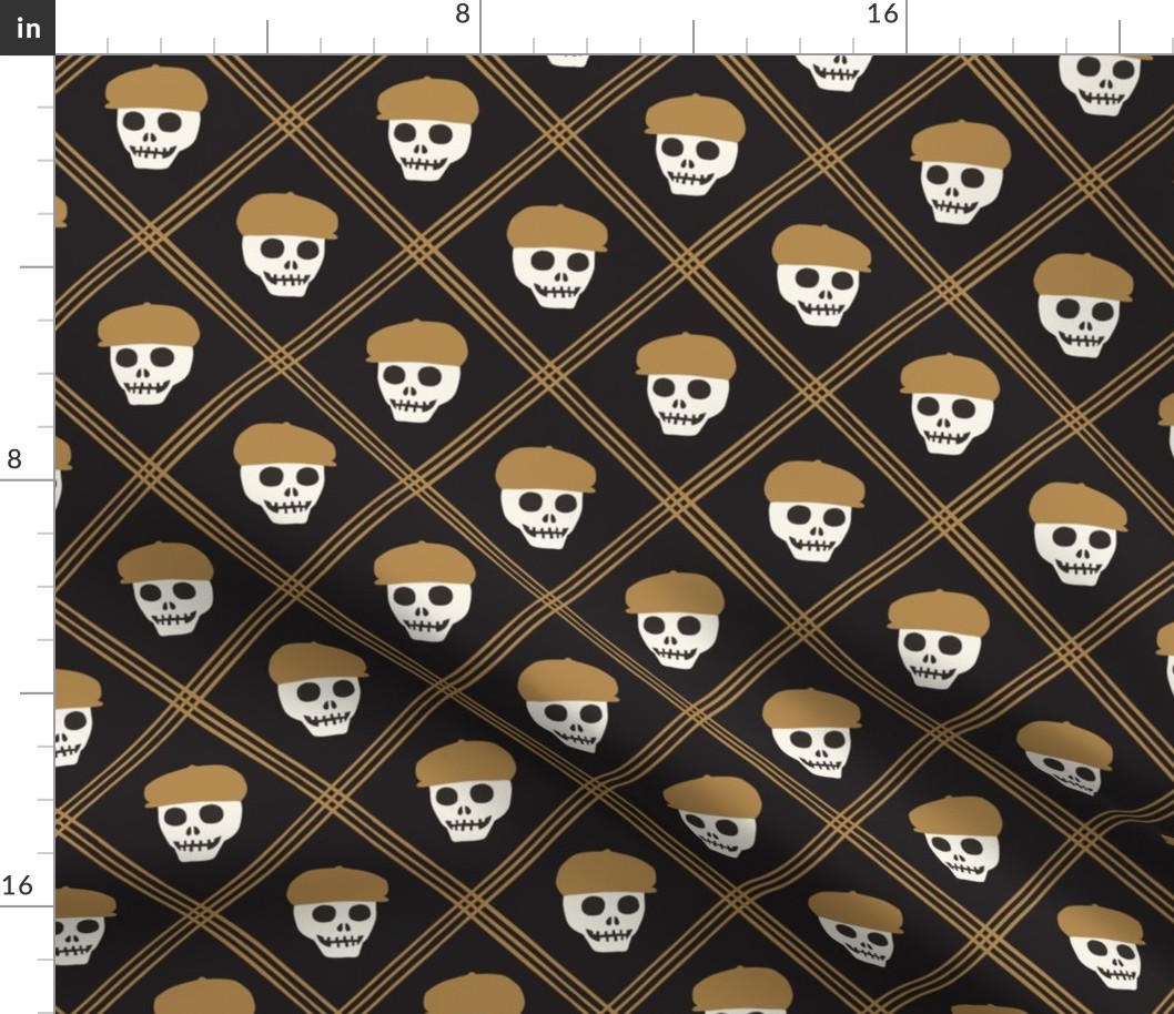 Skeleton golfer - plaid - gold/black - LAD24