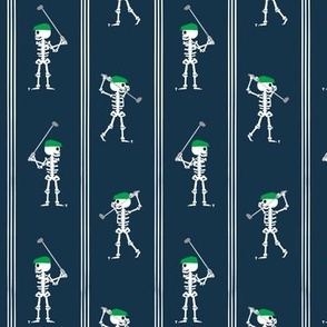 (small scale) Skeleton Golfers - Vertical Stripes - Navy - LAD24