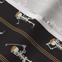 (small scale) Skeleton Golfers -  vertical stripes - black - LAD24
