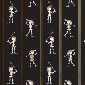 (small scale) Skeleton Golfers -  vertical stripes - black - LAD24