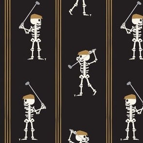 Skeleton Golfers - vertical stripes - black - LAD24