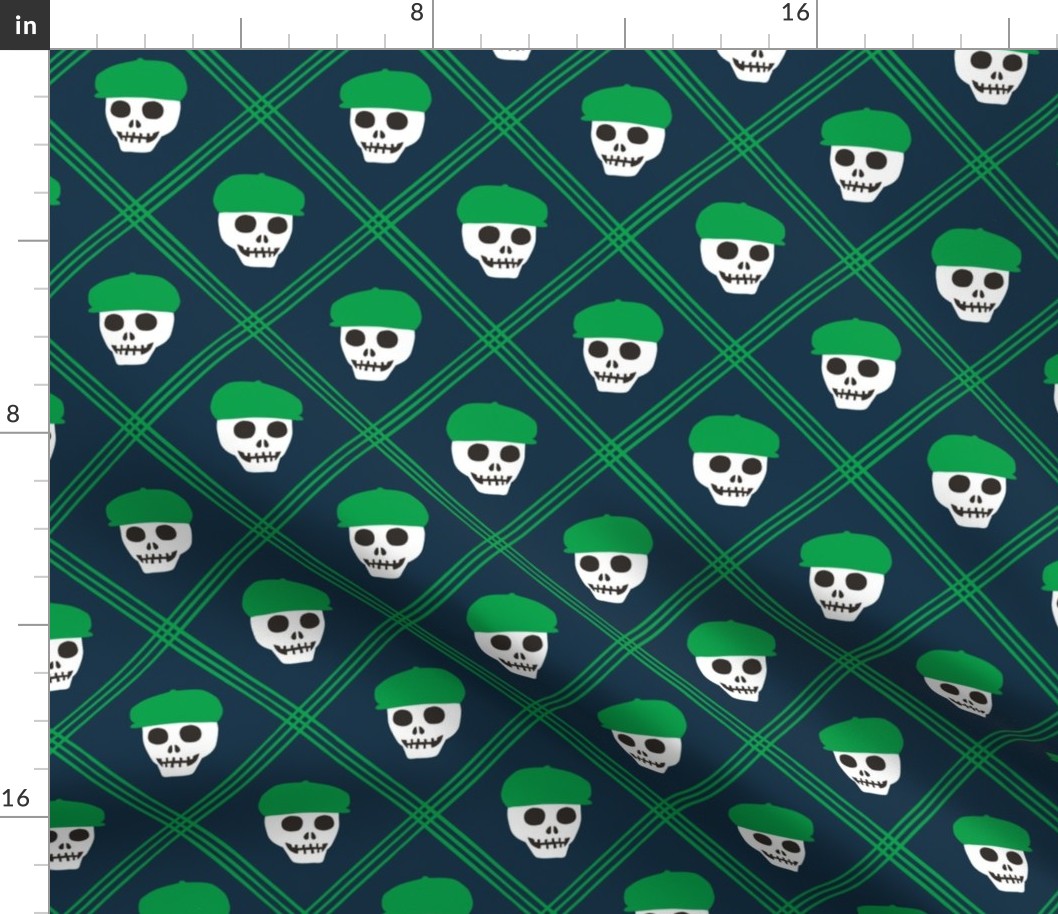 Skeleton golfer - plaid - green/navy - LAD24