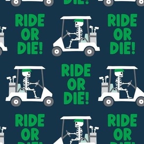 Ride or Die! Skeleton Golfer Gof Cart - Green/navy - LAD24