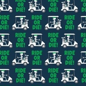 (small scale) Ride or Die! Skeleton Golfer Gof Cart - Green/navy - LAD24