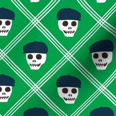 Skeleton golfer - plaid - navy/green - LAD24