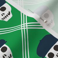 Skeleton golfer - plaid - navy/green - LAD24