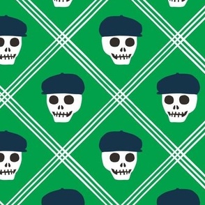 Skeleton golfer - plaid - navy/green - LAD24