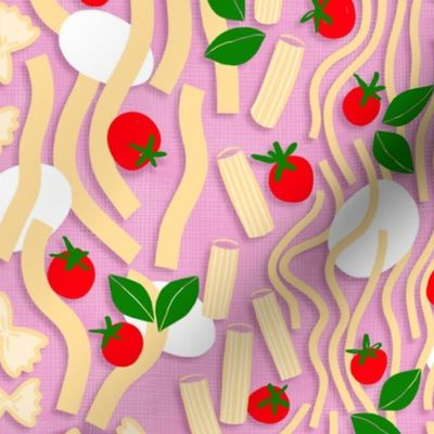 (S) PASTA LA VISTA  Favourite Food illustration on Retro Pink  #Italianfood #pastalove #authenticfood #pink