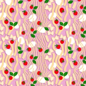 (S) PASTA LA VISTA  Favourite Food illustration on Retro Pink  #Italianfood #pastalove #authenticfood #pink