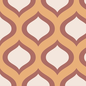Retro Burgundy, Pink and Orange Ogee Pattern