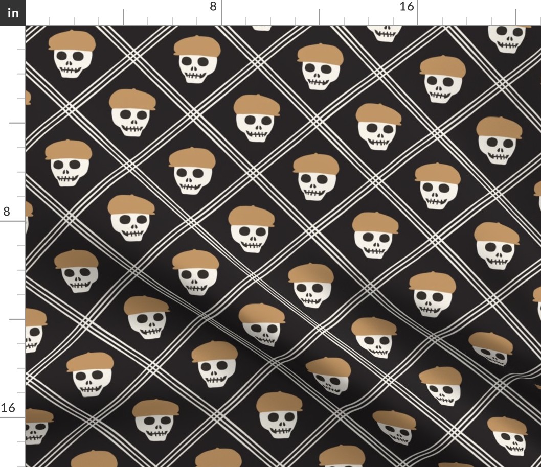 Skeleton Golfer - plaid - golden brown/black - LAD24