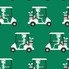 Skeleton Golfer Golf Cart - Green - LAD24