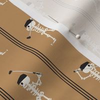 (small scale) Skeleton Golfers - Vertical Stripes - Golden Brown - LAD24