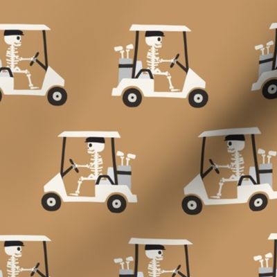 Skeleton Golfers Golf Cart - golden brown - LAD24