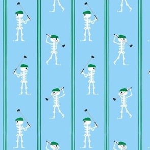 (small scale) Skeleton Golfer - Vertical Stripes - Blue - LAD24