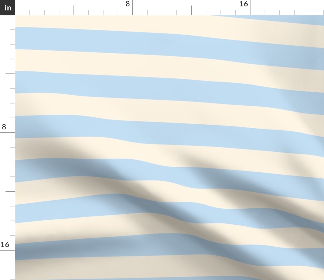 Classic Large Scale Cabana Stripe for Fabric and Wallpaper | Light Baby Blue and Cream | 1.5" Stripe (~4 cm)