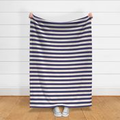 Classic Large Scale Cabana Stripe for Fabric and Wallpaper |  Navy Blue and Cream | 1.5" Stripe (~4 cm)