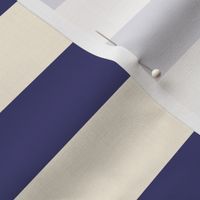 Classic Large Scale Cabana Stripe for Fabric and Wallpaper |  Navy Blue and Cream | 1.5" Stripe (~4 cm)