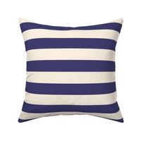 Classic Large Scale Cabana Stripe for Fabric and Wallpaper |  Navy Blue and Cream | 1.5" Stripe (~4 cm)