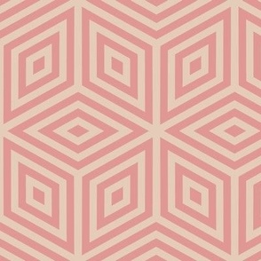 Pink and Peach Geometric Cube Pattern