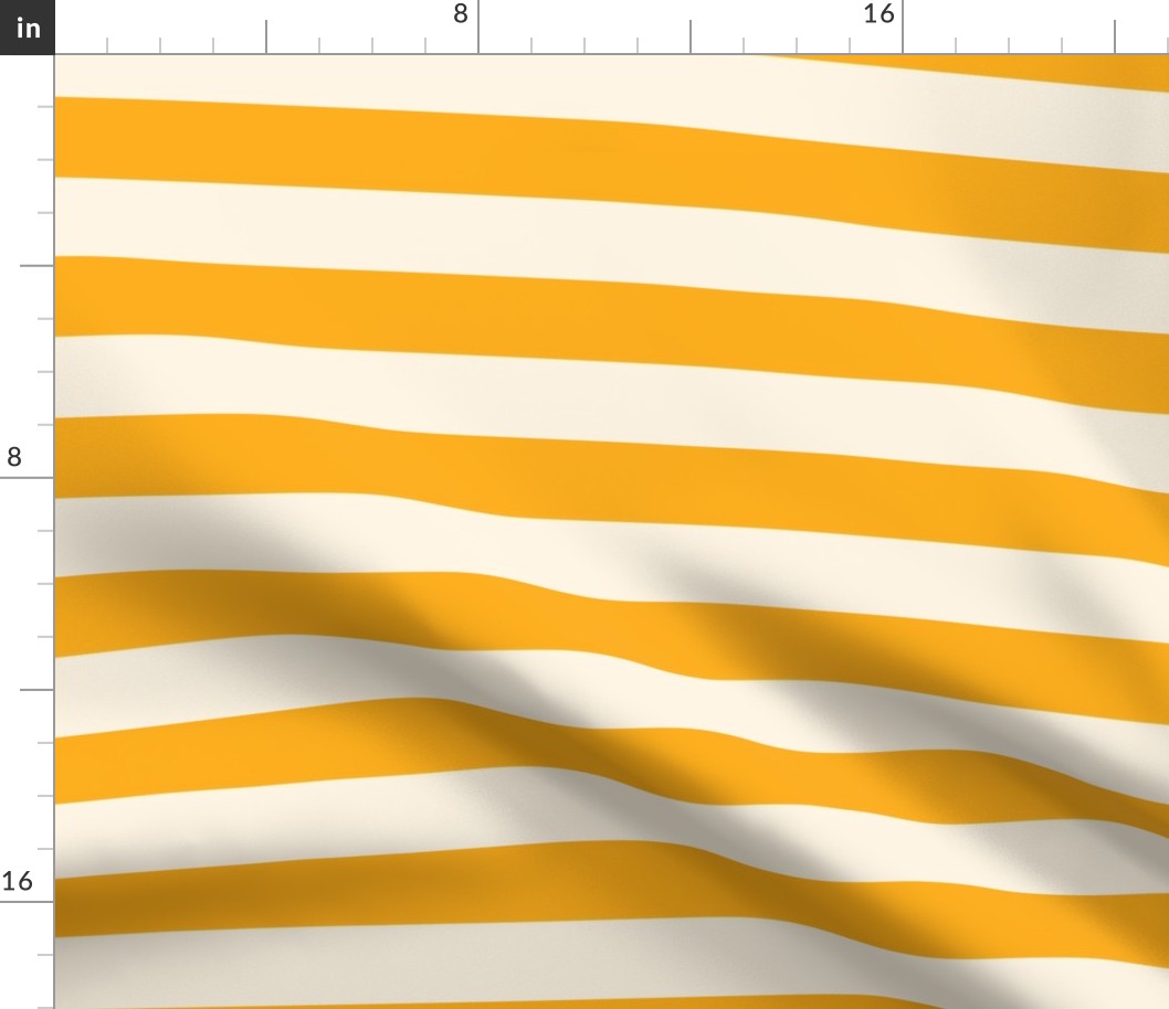 Classic Large Scale Cabana Stripe for Fabric and Wallpaper | Saffron Yellow and Cream | 1.5" Stripe (~4 cm)