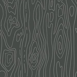 Pinewood in Charcoal (Medium Scale) 240603 / Backwoods retro wood grain print in gray and black, hand drawn woodland nature tree lines 