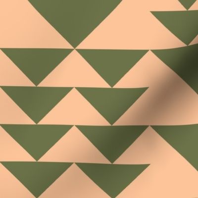 Green and peach fuzz geometric triangle trees pattern