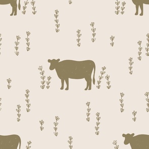 Cattle_In_A_Hay_Field Sage 18x18