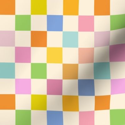 Checkerboard 70’s Colorful - 1” checks