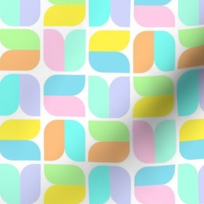 Retro Vintage Pastel Tulip Geometric Tile