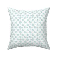 Medium - Carefree Aqua Blue/Mint Green on White Background Inspired by the Art of Block Printing