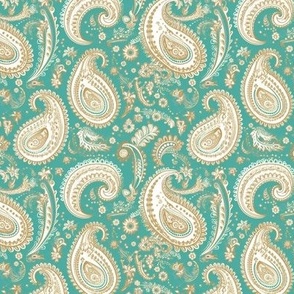 turquoise gold paisley
