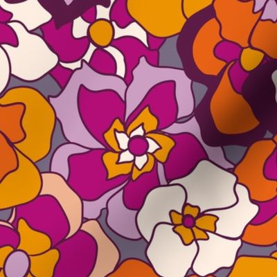 Retro Floral (24") - orange, pink, purple (ST2022RF)