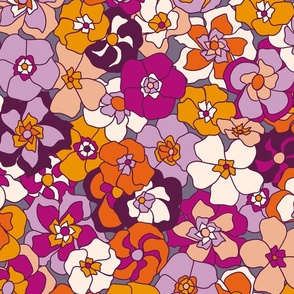 Retro Floral (24") - orange, pink, purple (ST2022RF)