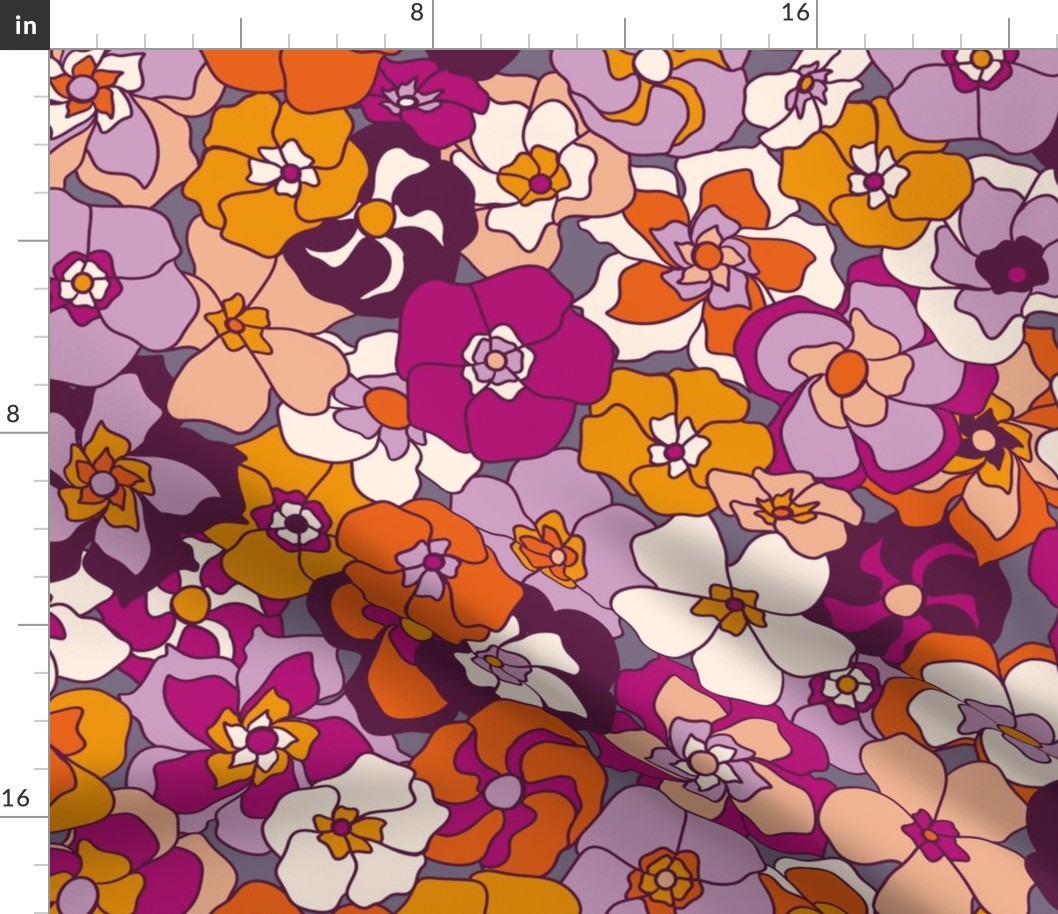Retro Floral (24") - orange, pink, purple (ST2022RF)