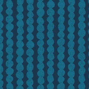 block print bubble stripe navy teal blue 12IN large scale
