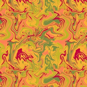 Psychedelic marbled print "Honey Olive" (12") - red, green, yellow (ST2022PM)