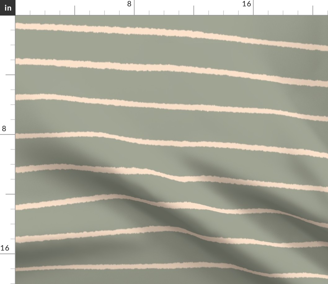 Horizontal Stripes - Green and Cream - JUMBO 24x24