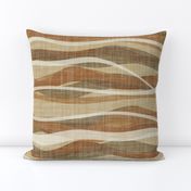 Abstract Textured Waves, organic shaped horizontal stripes of caramel brown, beige, tan, sand colors, earth tones