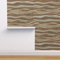 Abstract Textured Waves, organic shaped horizontal stripes of caramel brown, beige, tan, sand colors, earth tones