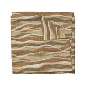 Abstract Textured Waves, organic shaped horizontal stripes of caramel brown, beige, tan, sand colors, earth tones, western